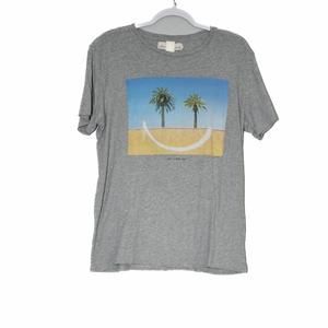 Label Good Mens Gray T-Shirt Cotton Graphic Print Round Neck Short Sleeve Size M